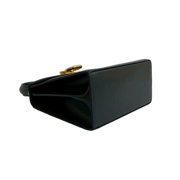 Salvatore Ferragamo Gancini hardware leather handbag tote bag in dark navy, - Picture 7 of 10